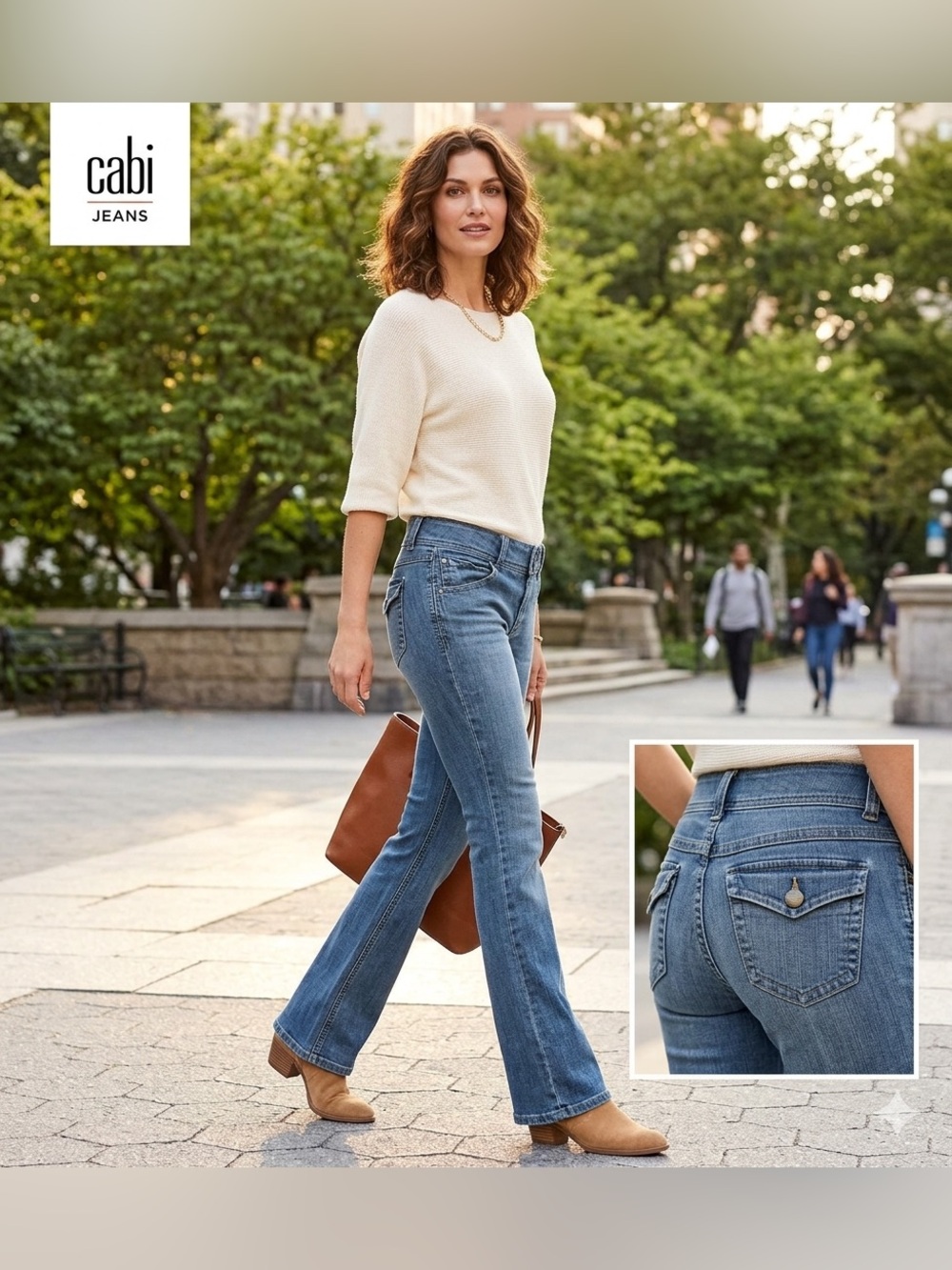 Cabi Jeans Size 4 True Blue Bootcut Flare Flap Pocket Denim 638R